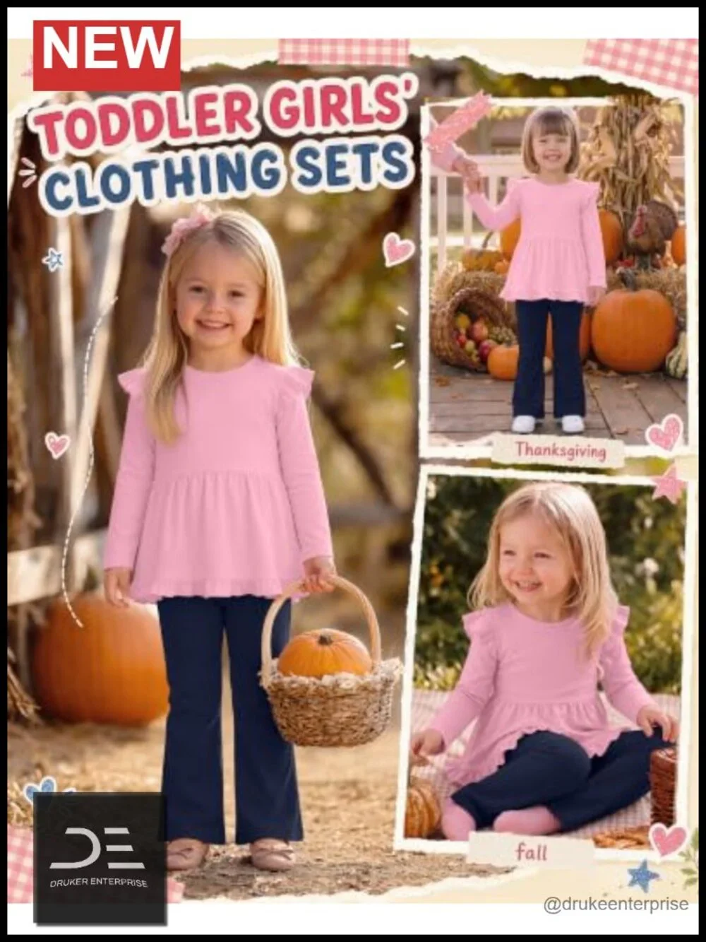 Toddler Girls 2-Piece Ruffle Long Sleeve Top & Flare Pants Set